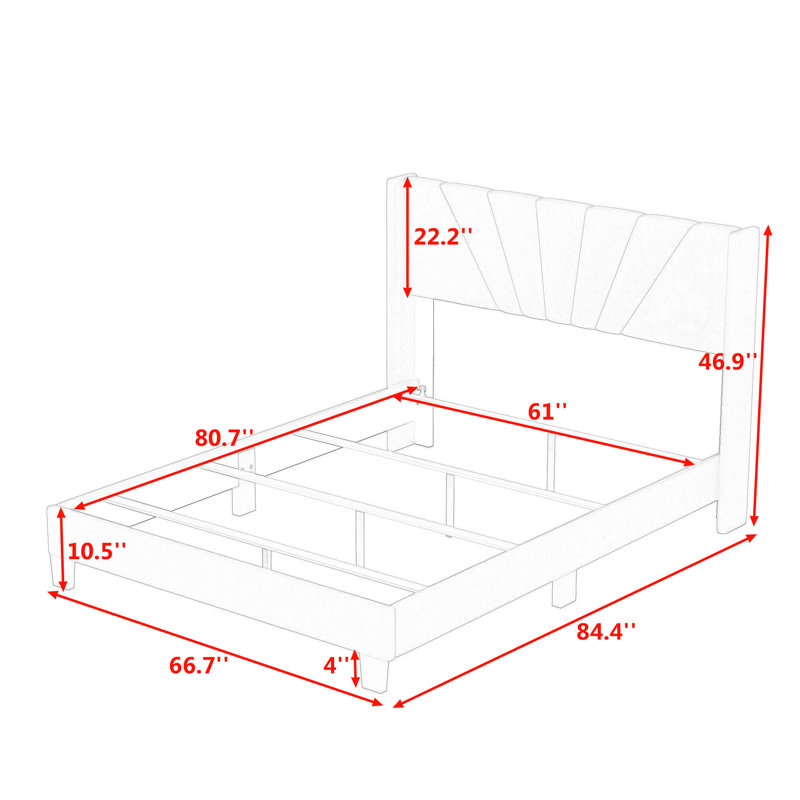 Mercer41 Jausma Queen Size Upholstered Platform Bed with Headboard